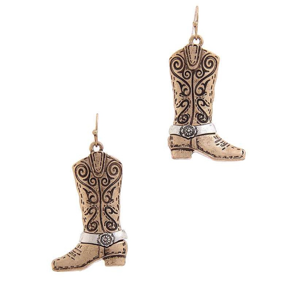 COWBOY WESTERN BOOTS DROP EARRINGS nwt. Silver not gold